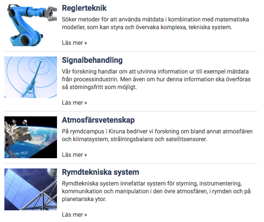 System- och rymdteknik, LTU 1,6 miljarder kronor per år, 1800 anställda och 15 000 studenter System- och rymdteknik, 160