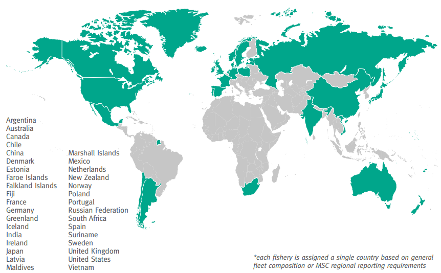 Certified fisheries 251 fisheries certified, accounting for ~10% of the global annual