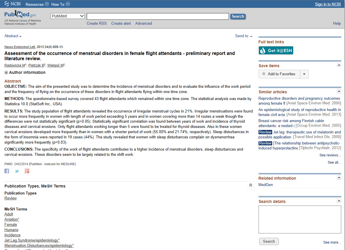 Under varje referens i träfflistan finns Similar articles, där PubMed länkar till andra referenser med samma ämnesord. Dessa referenser visas utifrån relevans och inte i datumordning.