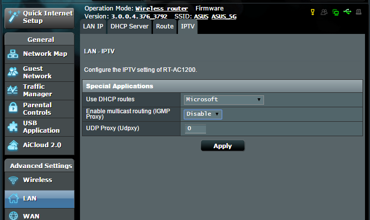 4.2.4 IPTV Den trådlösa routern stödjer anslutning till IPTVtjänster genom en ISP eller en LAN.