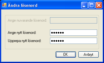 Ditt lösenord är; TimePool Som ett ord och med stort T och stort P. Du tvingas att byta lösenord första gången du loggar. Se nedanstående fönster. Skriv ett nytt lösenord som bara du känner till.