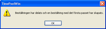 10.6 KNAPPEN VISA BESTÄLLNING Om man vid sökning av vikarie till beställningar som innehåller flera pass, inte för någon träff, kan man dela upp beställningen i de pass som den innehåller.