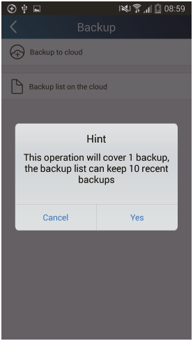 Innova Wifi Smart (2) Backup: Backup av snabbkonfigurationsdata och enhetsinformation inklusive backup till molnet. Gå in i "Menu" och klicka på "Backup".