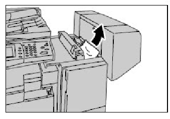 Åtgärda papperskvaddar Åtgärda papperskvaddar Följ stegen nedan när du ska åtgärda papperskvaddar i kontorsefterbehandlare LX (tillval).