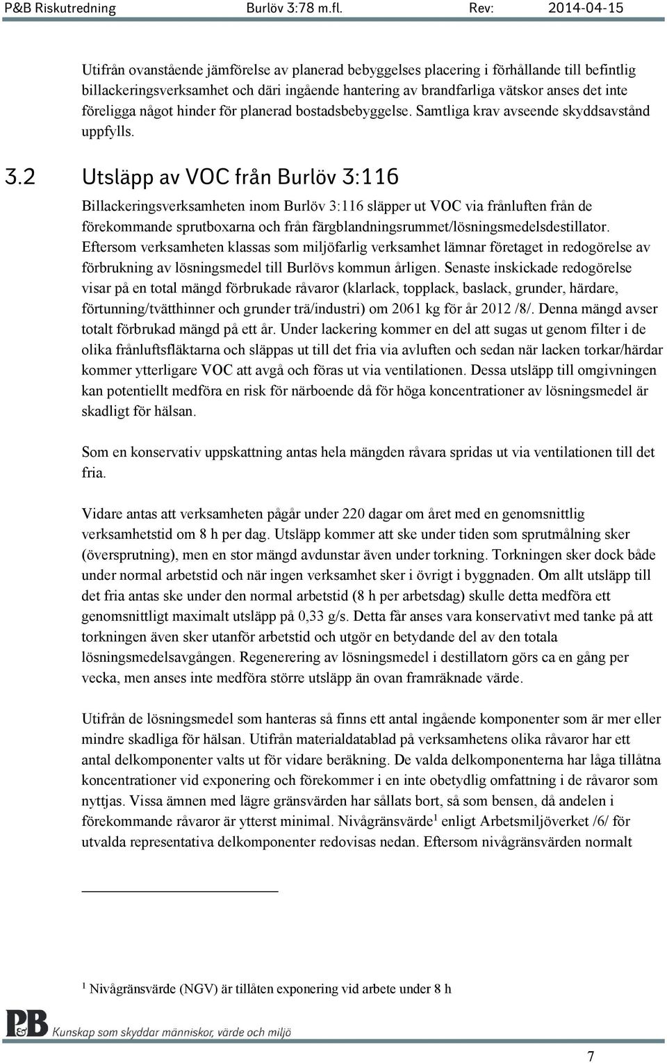 2 Utsläpp av VOC från Burlöv 3:116 Billackeringsverksamheten inom Burlöv 3:116 släpper ut VOC via frånluften från de förekommande sprutboxarna och från färgblandningsrummet/lösningsmedelsdestillator.