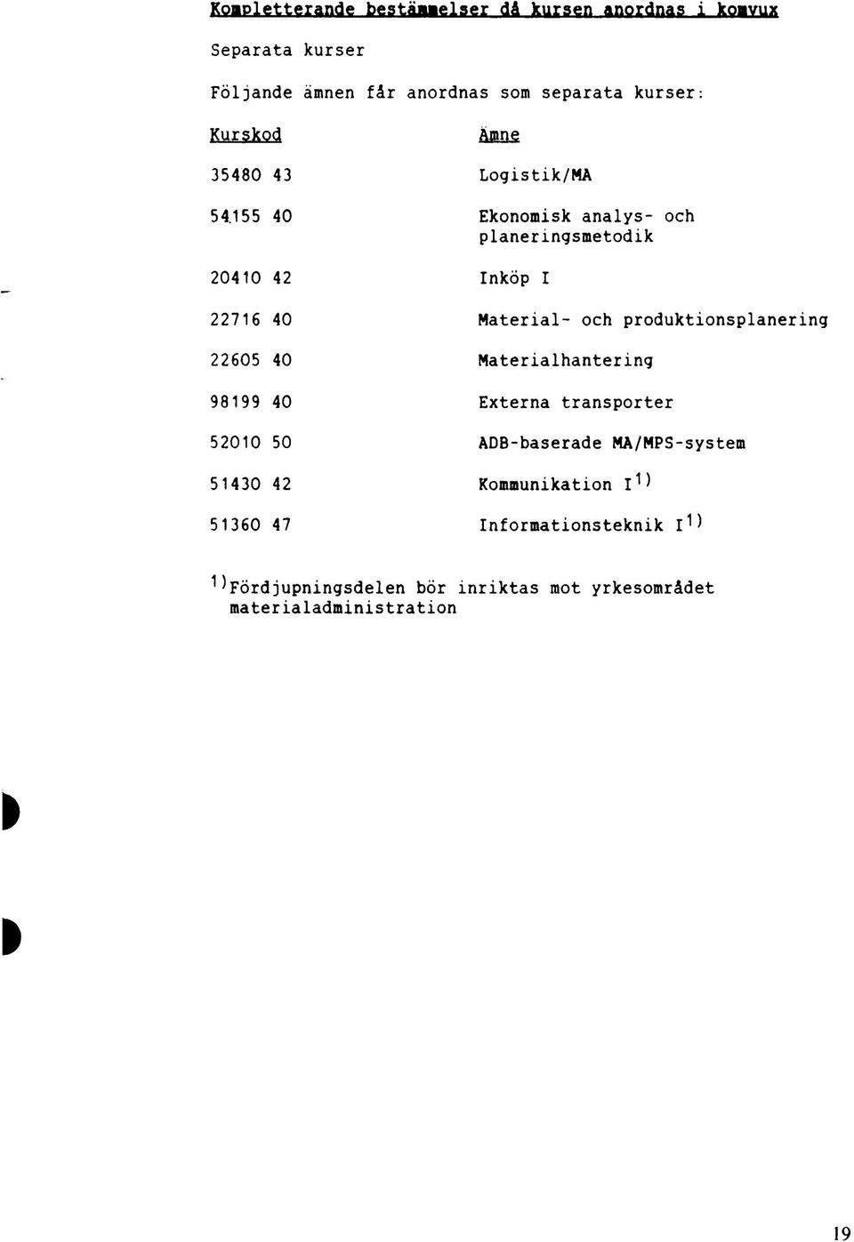 155 40 20410 42 22716 40 22605 40 98199 40 52010 50 51430 42 51360 47 Logistik/MA Ekonomisk analys- och planeringsmetodik