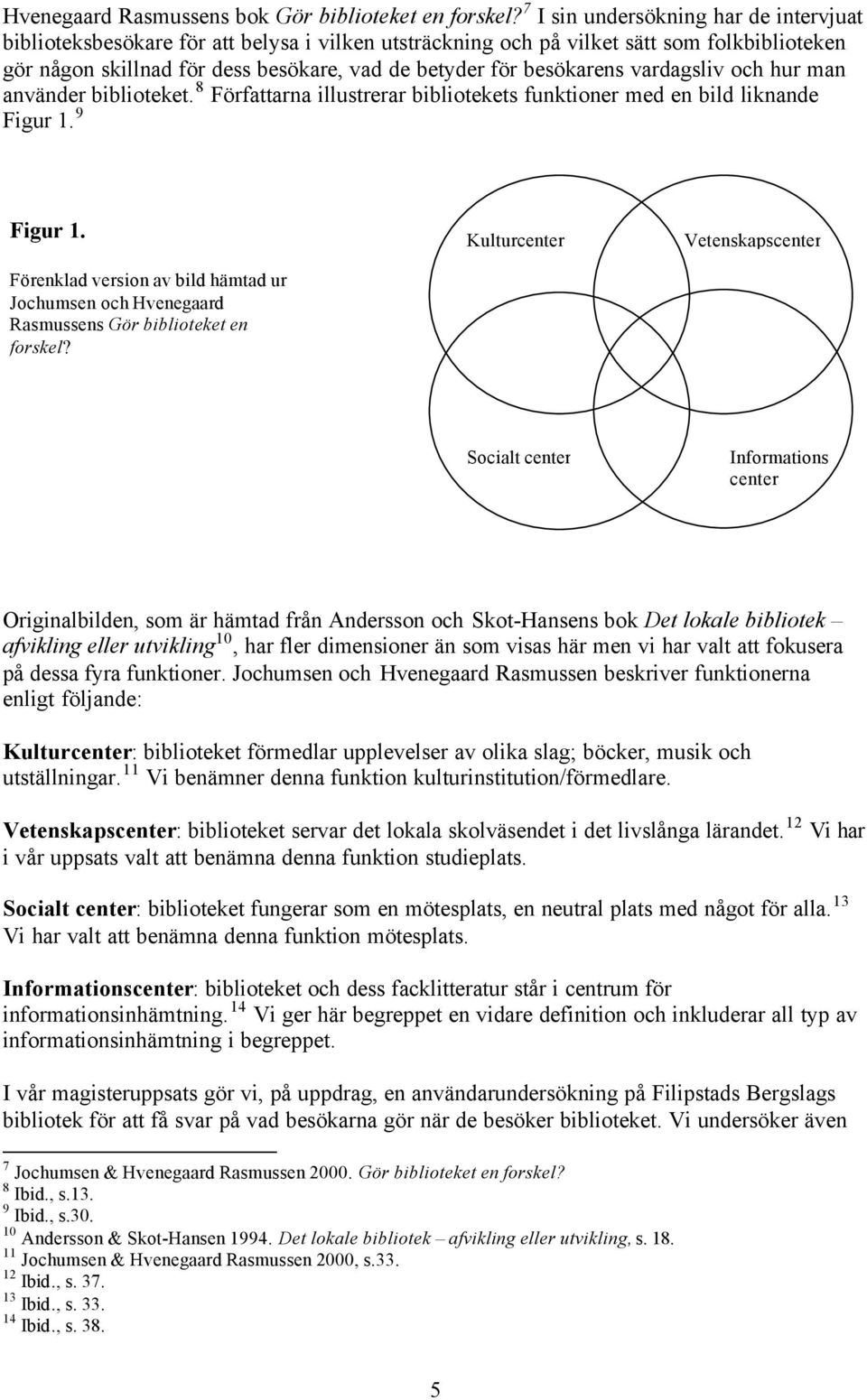 besökarens vardagsliv och hur man använder biblioteket. 8 Författarna illustrerar bibliotekets funktioner med en bild liknande Figur 1. 9 Figur 1.