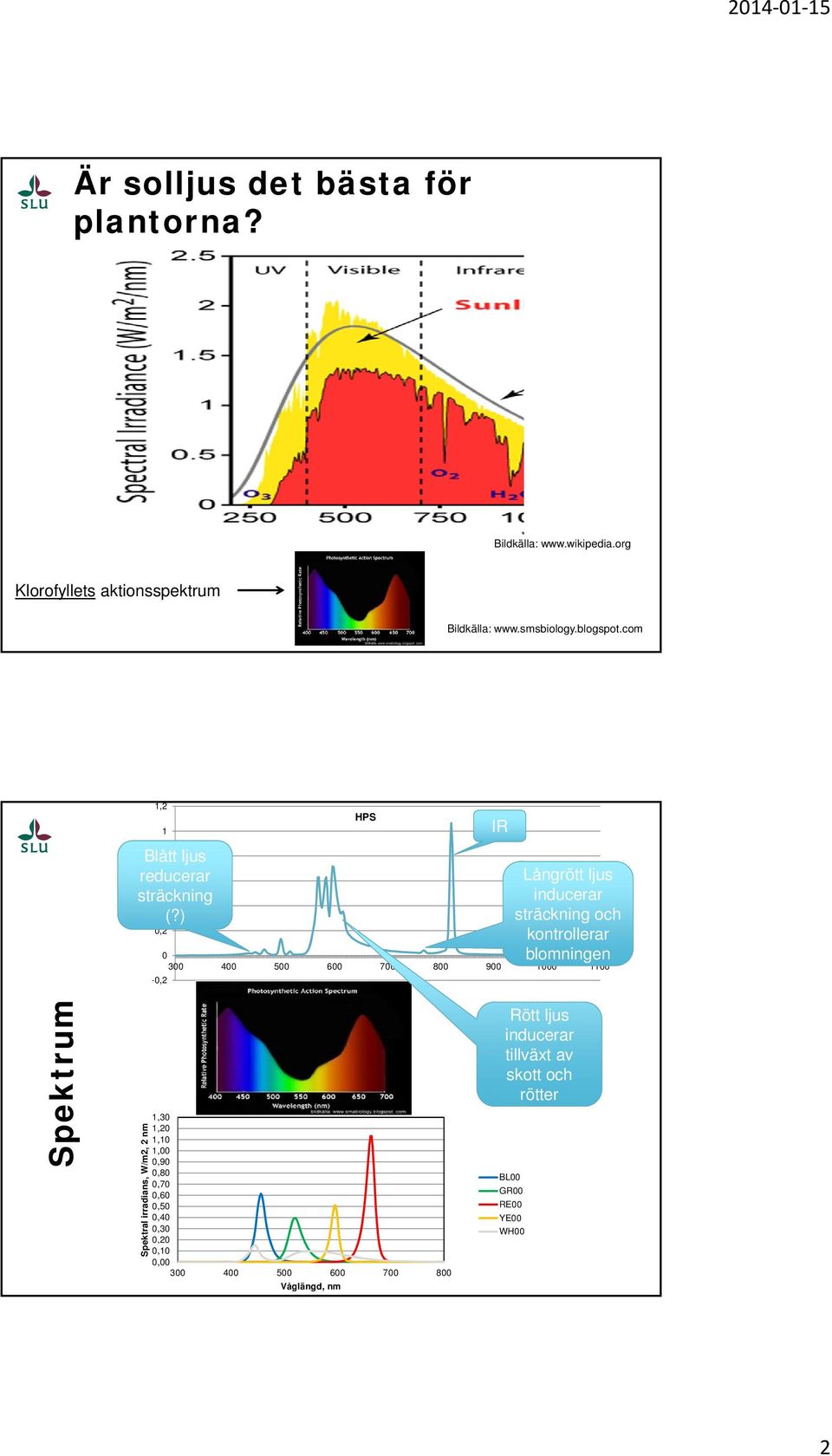 ) 0,2 0 300 400 500 600 700 800 900 1000 1100-0,2 HPS IR Långrött ljus inducerar sträckning och kontrollerar blomningen Spektrum