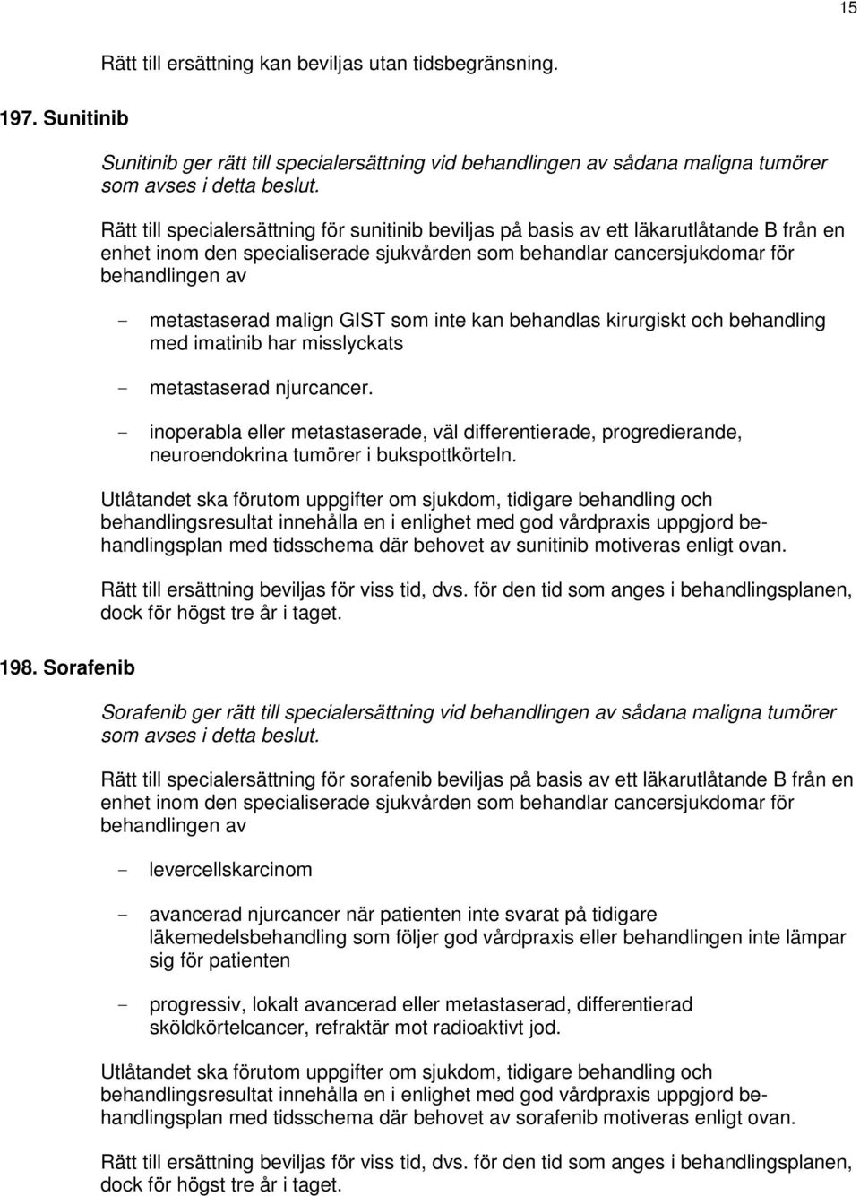 malign GIST som inte kan behandlas kirurgiskt och behandling med imatinib har misslyckats - metastaserad njurcancer.