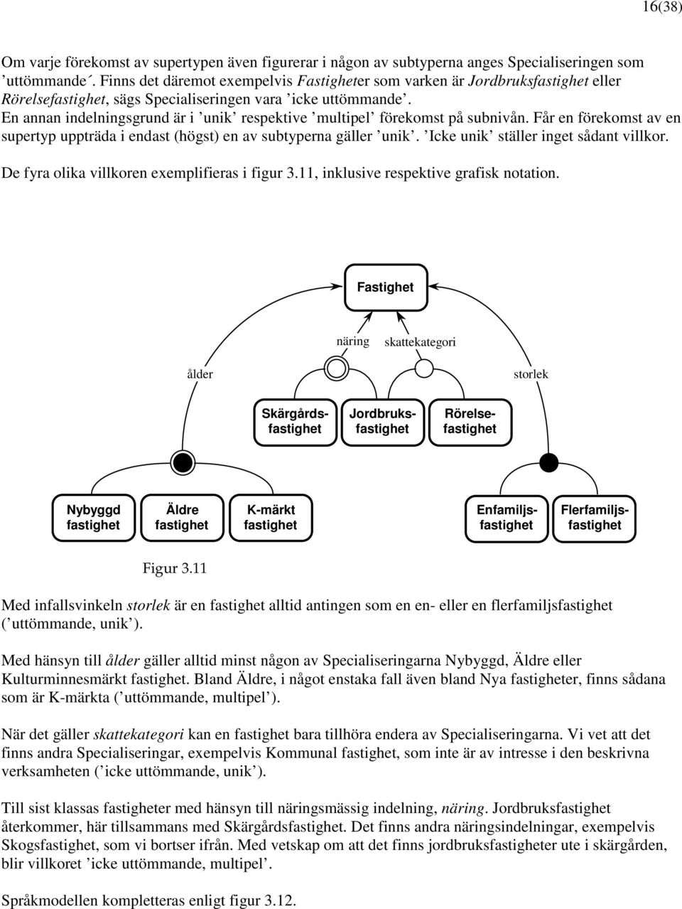 En annan indelningsgrund är i unik respektive multipel förekomst på subnivån. Får en förekomst av en supertyp uppträda i endast (högst) en av subtyperna gäller unik.