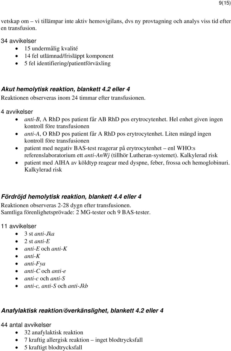 2 eller 4 Reaktionen observeras inom 24 timmar efter transfusionen. 4 avvikelser anti-b, A RhD pos patient får AB RhD pos erytrocytenhet.