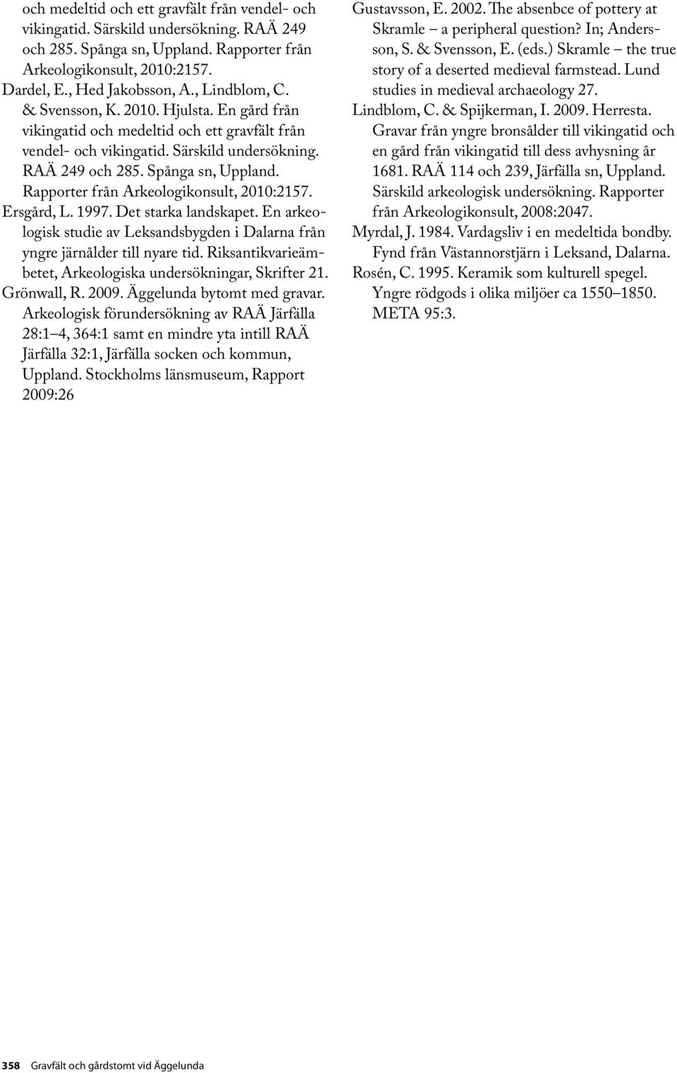 Rapporter från Arkeologikonsult, 2010:2157. Ersgård, L. 1997. Det starka landskapet. En arkeologisk studie av Leksandsbygden i Dalarna från yngre järnålder till nyare tid.