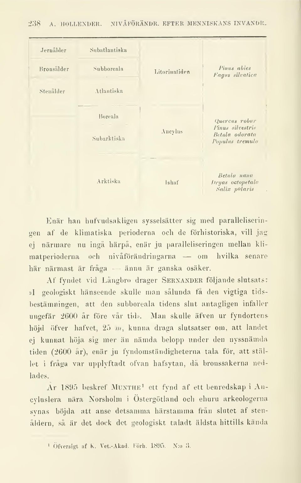 <: Betala odorata Populiis tremttjti Arktiska Ishaf Betala nanu ]>ryas octopetala Salix polaris Enär lian hufvudsakligen sysselsätter sig med paralleliseringen af de klimatiska perioderna och de