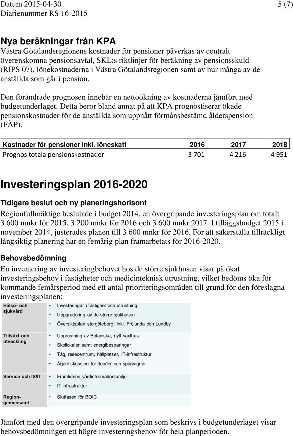 Detta beror bland annat på att KPA prognostiserar ökade pensionskostnader för de anställda som uppnått förmånsbestämd ålderspension (FÅP). Kostnader för pensioner inkl.