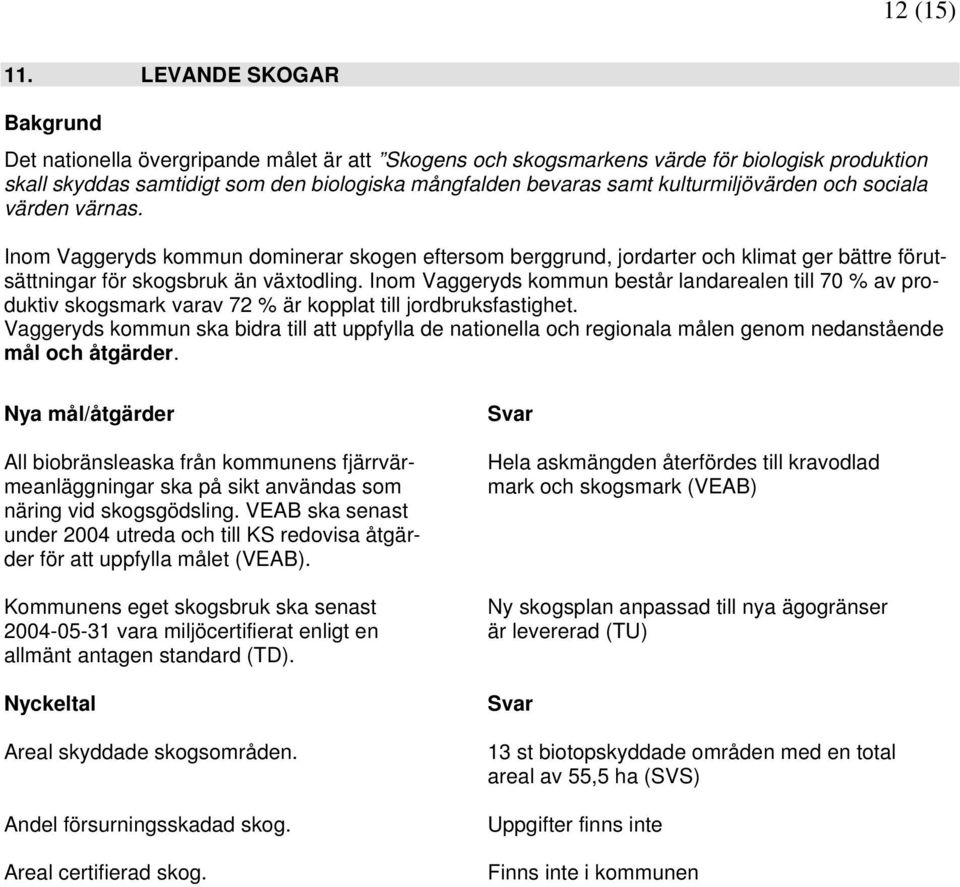 och sociala värden värnas. Inom Vaggeryds kommun dominerar skogen eftersom berggrund, jordarter och klimat ger bättre förutsättningar för skogsbruk än växtodling.