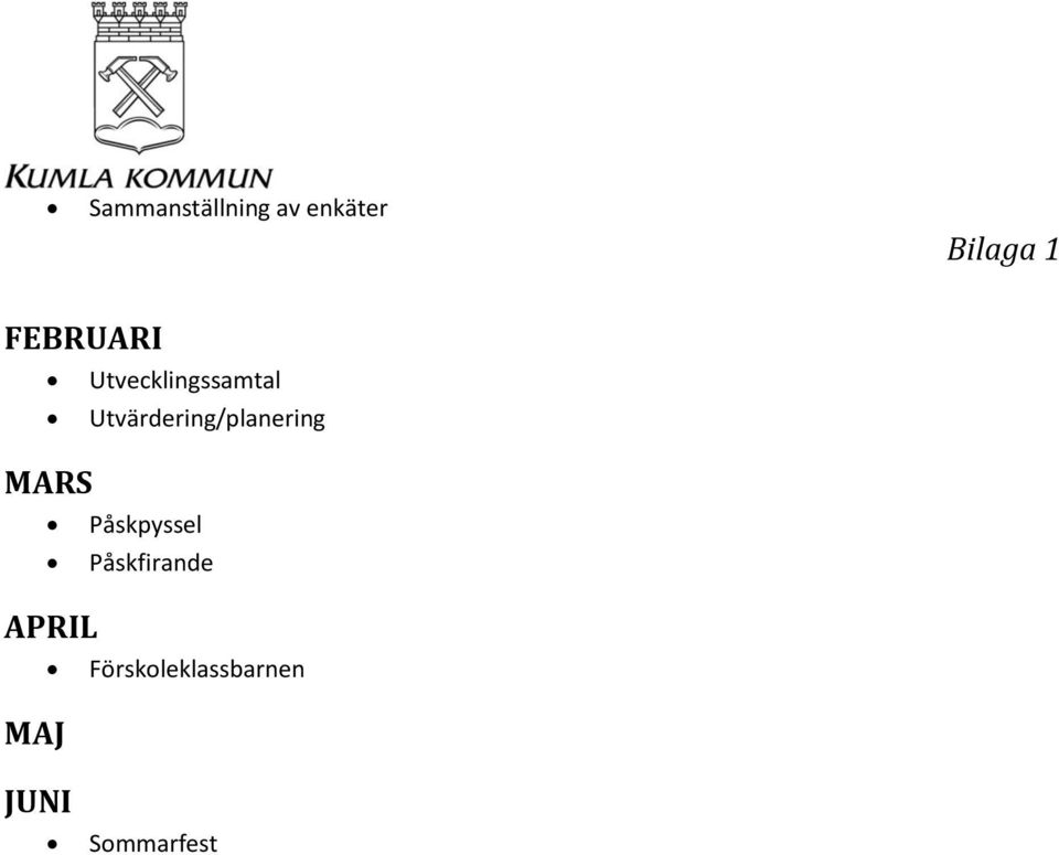 Utvärdering/planering MARS Påskpyssel