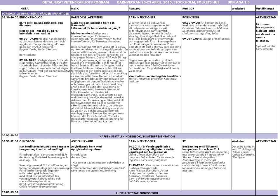 10: Praktisk handläggning av diabetes ketoacidos hos barn och ungdomar. En uppdatering inför nya upplagan av Akut Pediatrik. Ragnar Hanås, Stefan Särnblad Bensträckare 09.20-10.