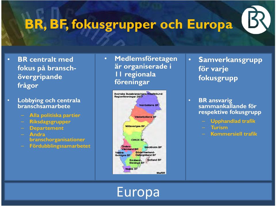 Fördubblingssamarbetet Medlemsföretagen är organiserade i 11 regionala föreningar Samverkansgrupp för