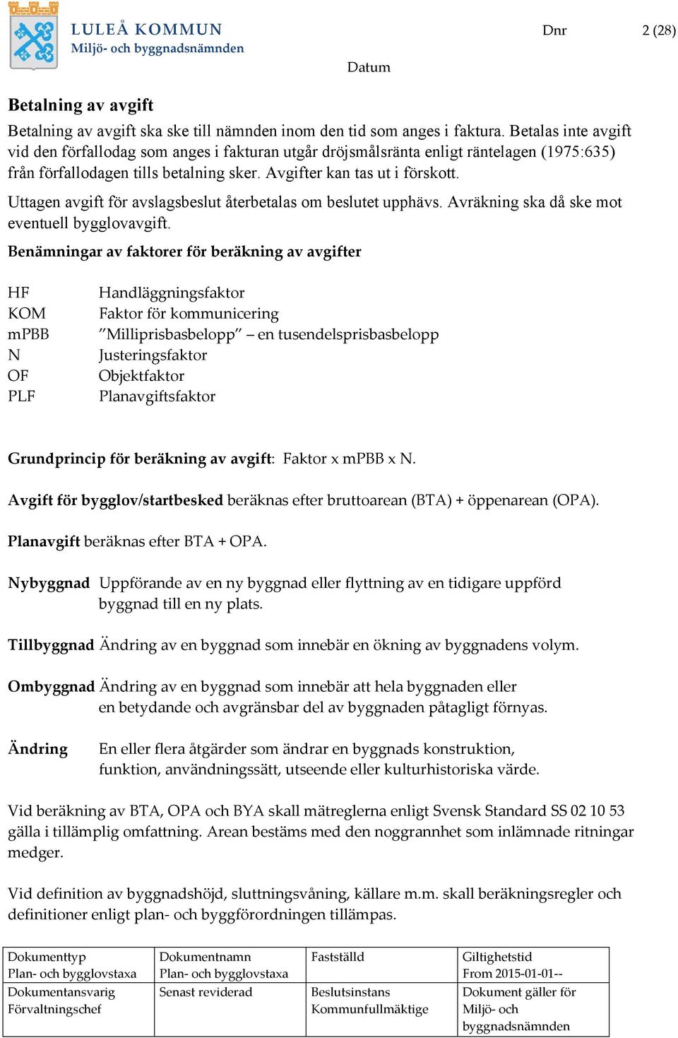 Uttagen avgift för avslagsbeslut återbetalas om beslutet upphävs. Avräkning ska då ske mot eventuell bygglovavgift.