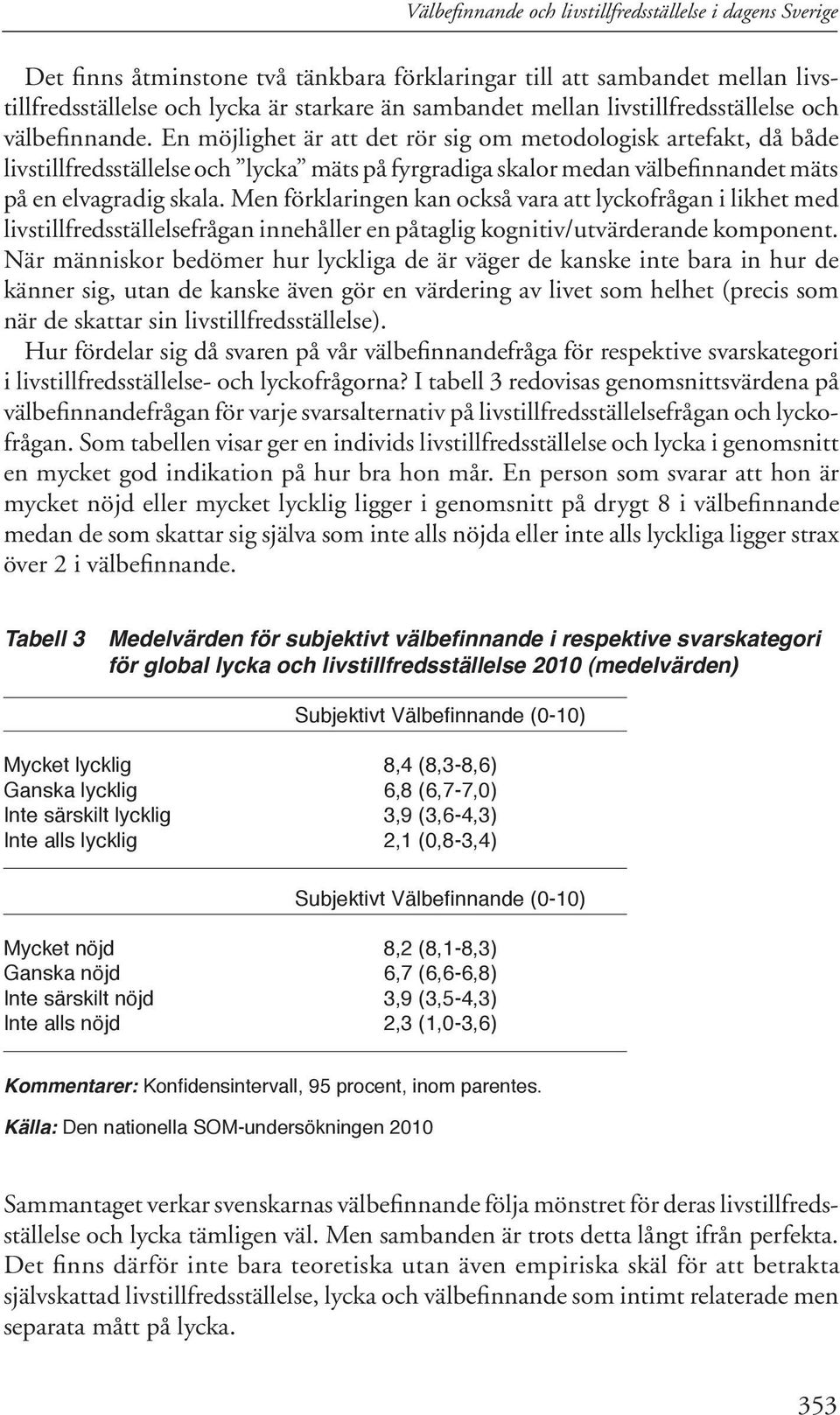 En möjlighet är att det rör sig om metodologisk artefakt, då både livstillfredsställelse och lycka mäts på fyrgradiga skalor medan välbefinnandet mäts på en elvagradig skala.