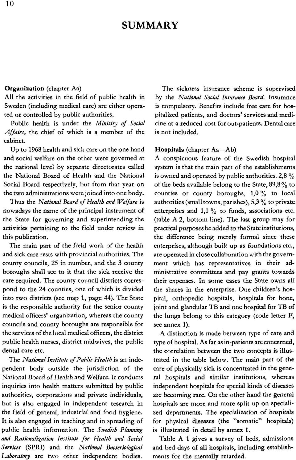 Up to 1968 health and sick care on the one hand and social welfare on the other were governed at the national level by separate directorates called the National Board of Health and the National