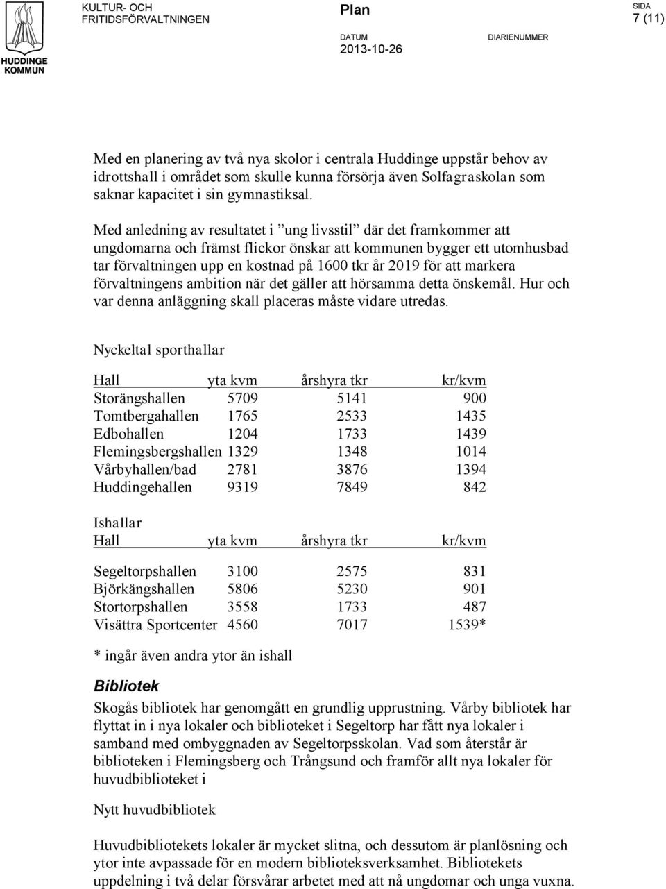 Med anledning av resultatet i ung livsstil där det framkommer att ungdomarna och främst flickor önskar att kommunen bygger ett utomhusbad tar förvaltningen upp en kostnad på 1600 tkr år 2019 för att