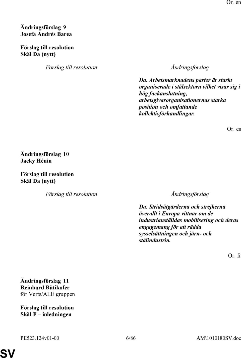 position och omfattande kollektivförhandlingar. Or. es 10 Jacky Hénin Skäl Da (nytt) Da.