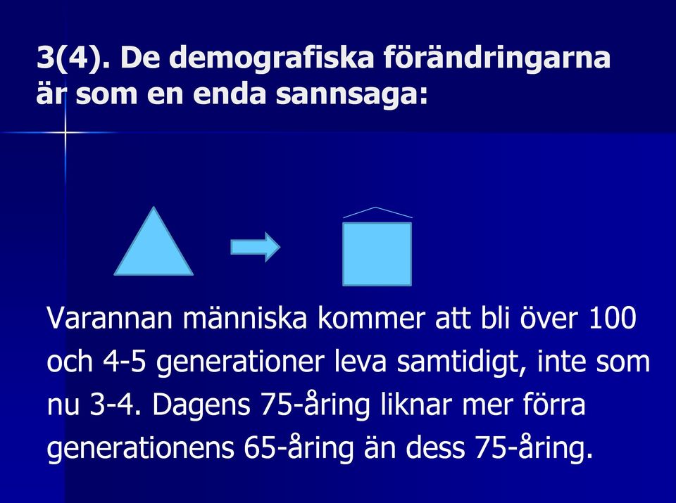 4-5 generationer leva samtidigt, inte som nu 3-4.