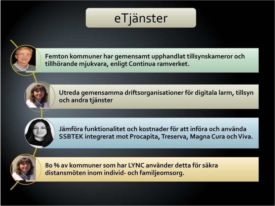 Utreda gemensamma driftsorganisationer för digitala larm, tillsyn och andra tjänster Jämföra funktionalitet