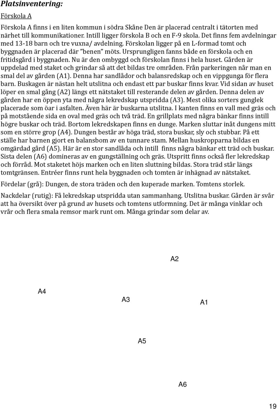 Ursprungligen fanns både en förskola och en fritidsgård i byggnaden. Nu är den ombyggd och förskolan finns i hela huset. Gården är uppdelad med staket och grindar så att det bildas tre områden.