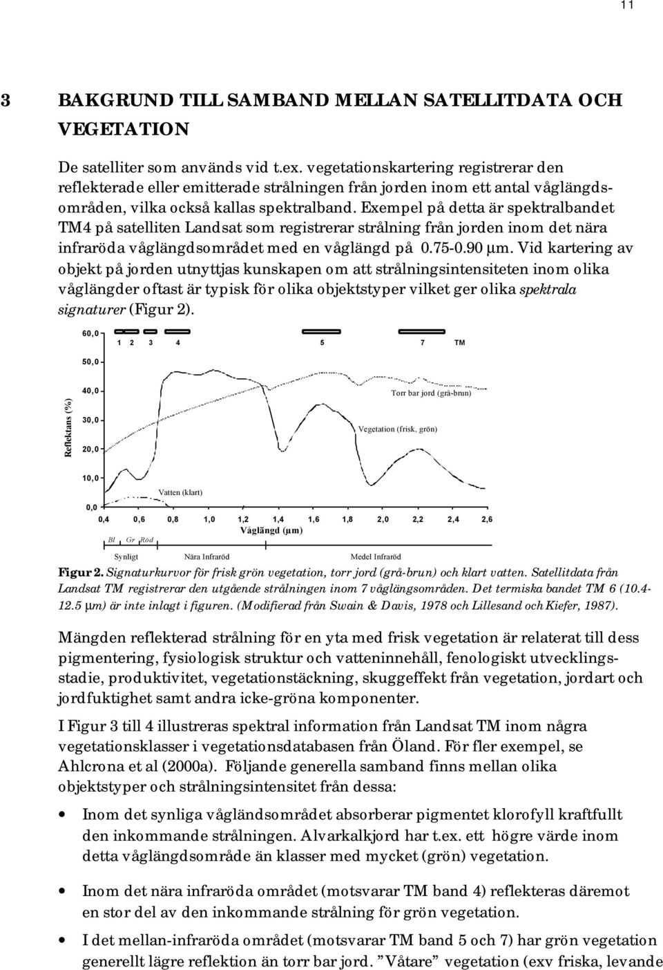 Exempel på detta är spektralbandet TM4 på satelliten Landsat som registrerar strålning från jorden inom det nära infraröda våglängdsområdet med en våglängd på 0.75-0.90 µm.