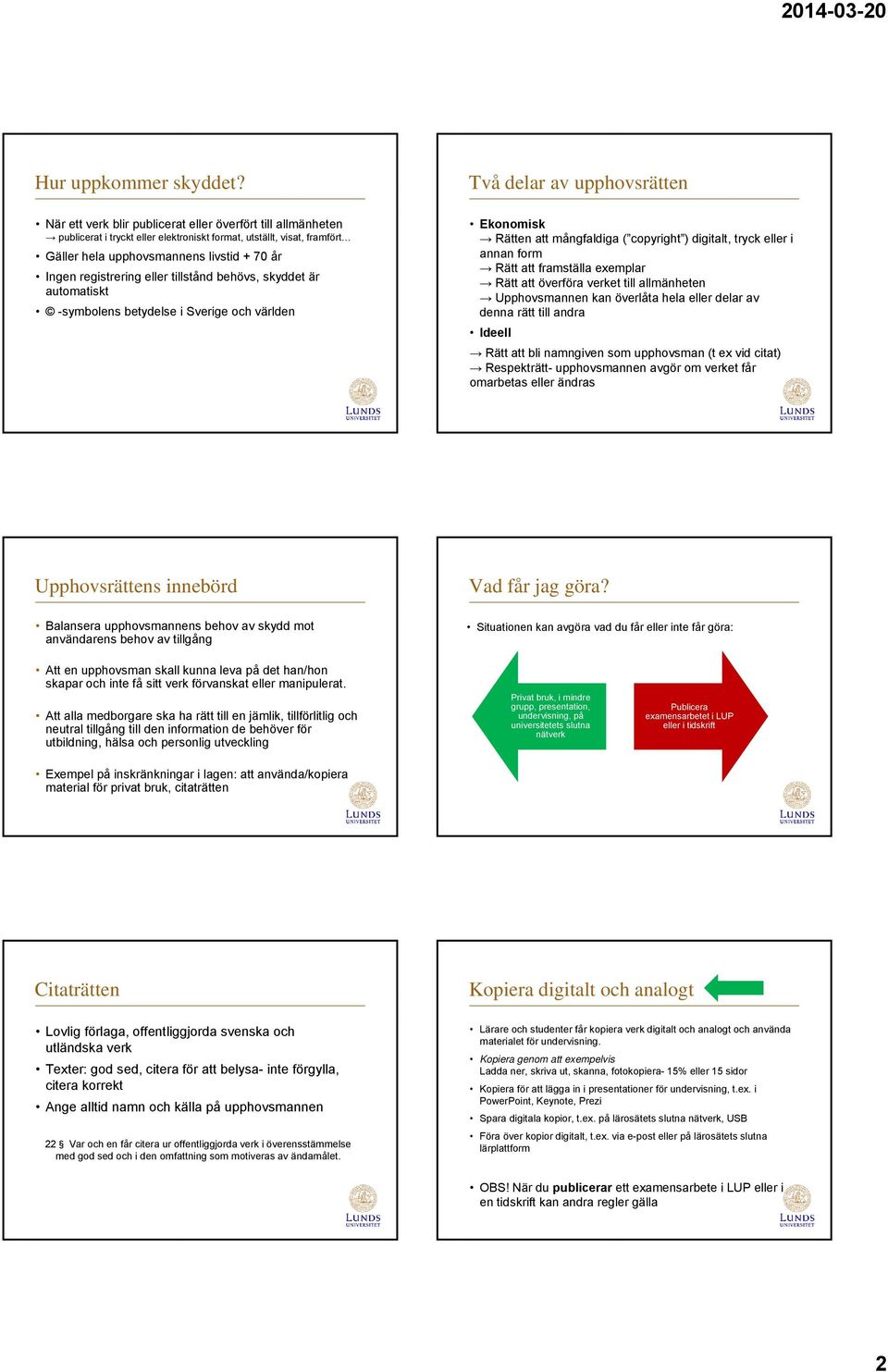 eller tillstånd behövs, skyddet är automatiskt -symbolens betydelse i Sverige och världen Två delar av upphovsrätten Ekonomisk Rätten att mångfaldiga ( copyright ) digitalt, tryck eller i annan form