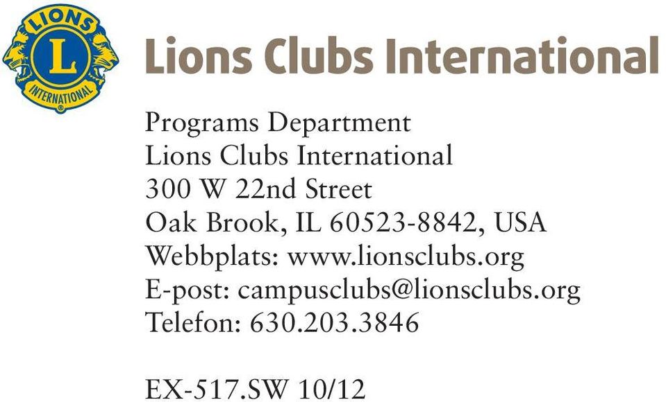 Webbplats: www.lionsclubs.