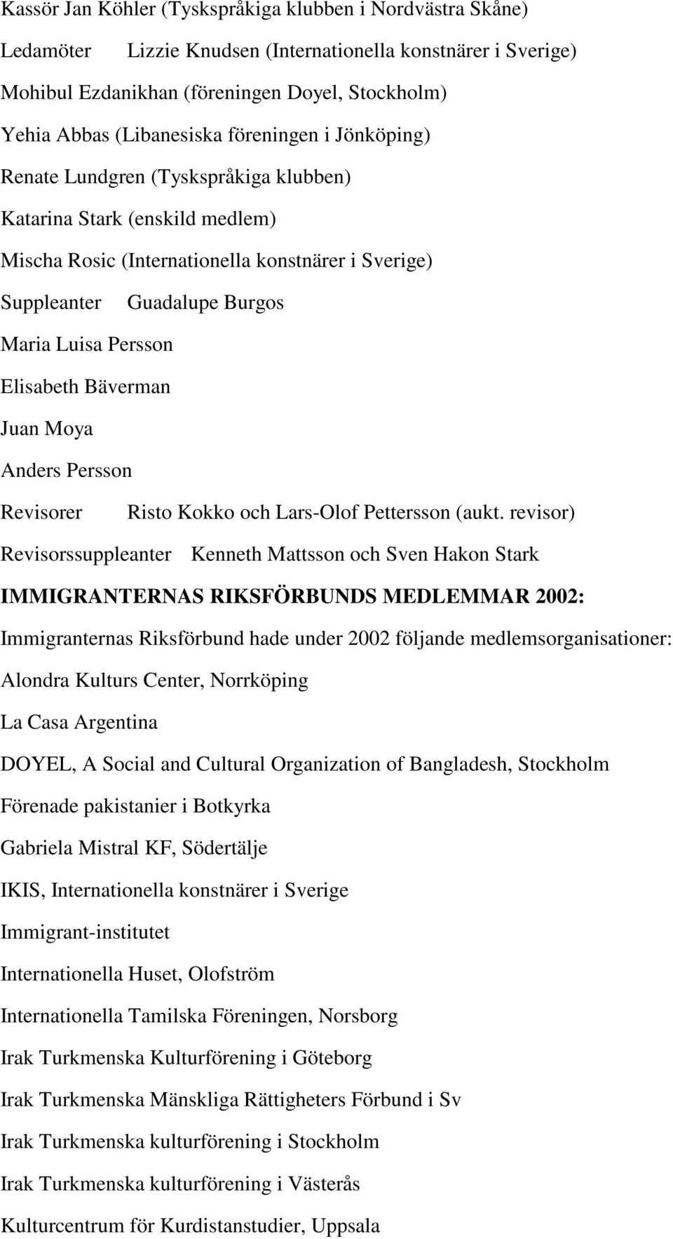 Elisabeth Bäverman Juan Moya Anders Persson Revisorer Risto Kokko och Lars-Olof Pettersson (aukt.