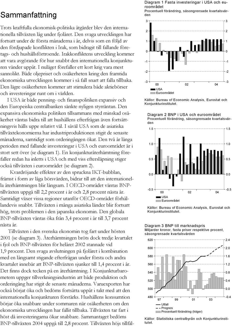 Irakkonfliktens utveckling kommer att vara avgörande för hur snabbt den internationella konjunkturen vänder uppåt. I nuläget förefaller ett kort krig vara mest sannolikt.