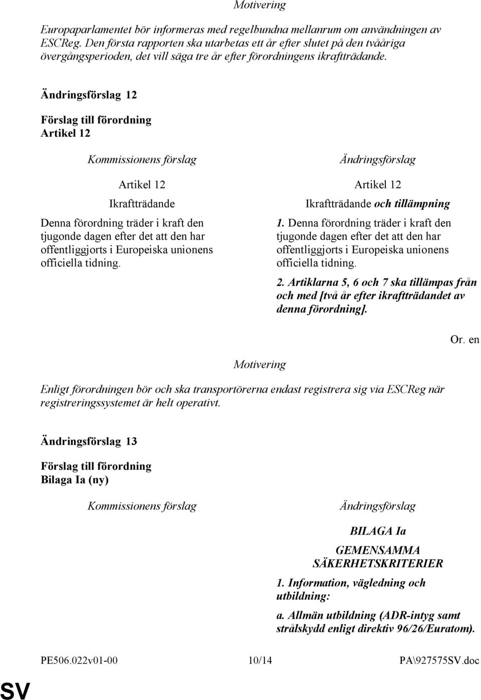 12 Artikel 12 Artikel 12 Artikel 12 Ikraftträdande Denna förordning träder i kraft den tjugonde dagen efter det att den har offentliggjorts i Europeiska unionens officiella tidning.