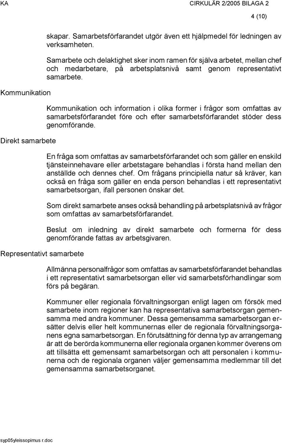 Kommunikation och information i olika former i frågor som omfattas av samarbetsförfarandet före och efter samarbetsförfarandet stöder dess genomförande.