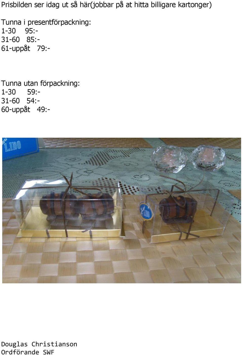 95:- 31-60 85:- 61-uppåt 79:- Tunna utan förpackning: