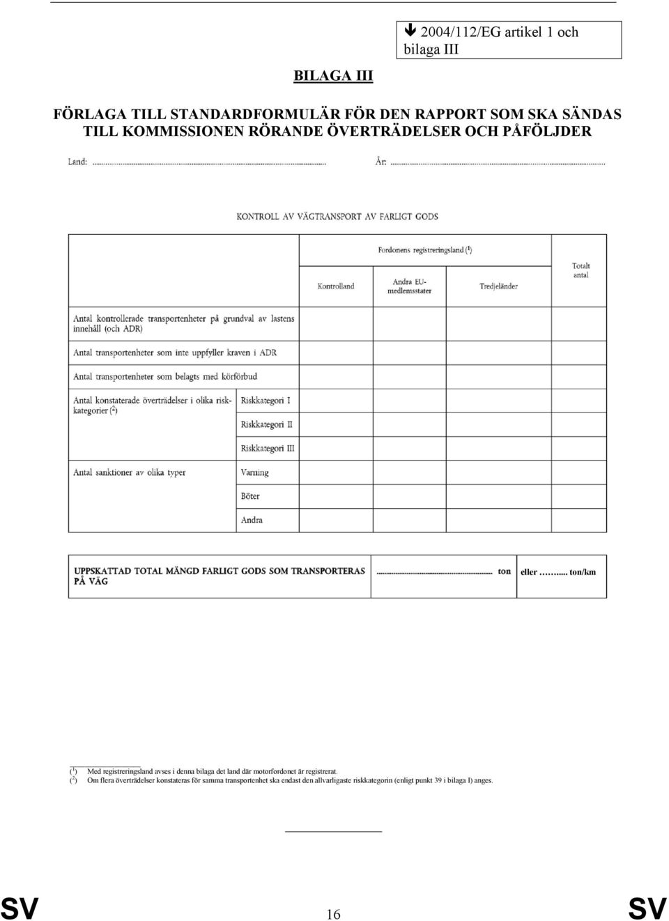 .. ton/km ( 1 ) Med registreringsland avses i denna bilaga det land där motorfordonet är registrerat.