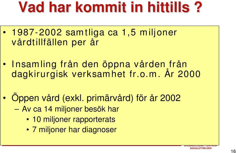 från den öppna vården från dagkirurgisk verksamh