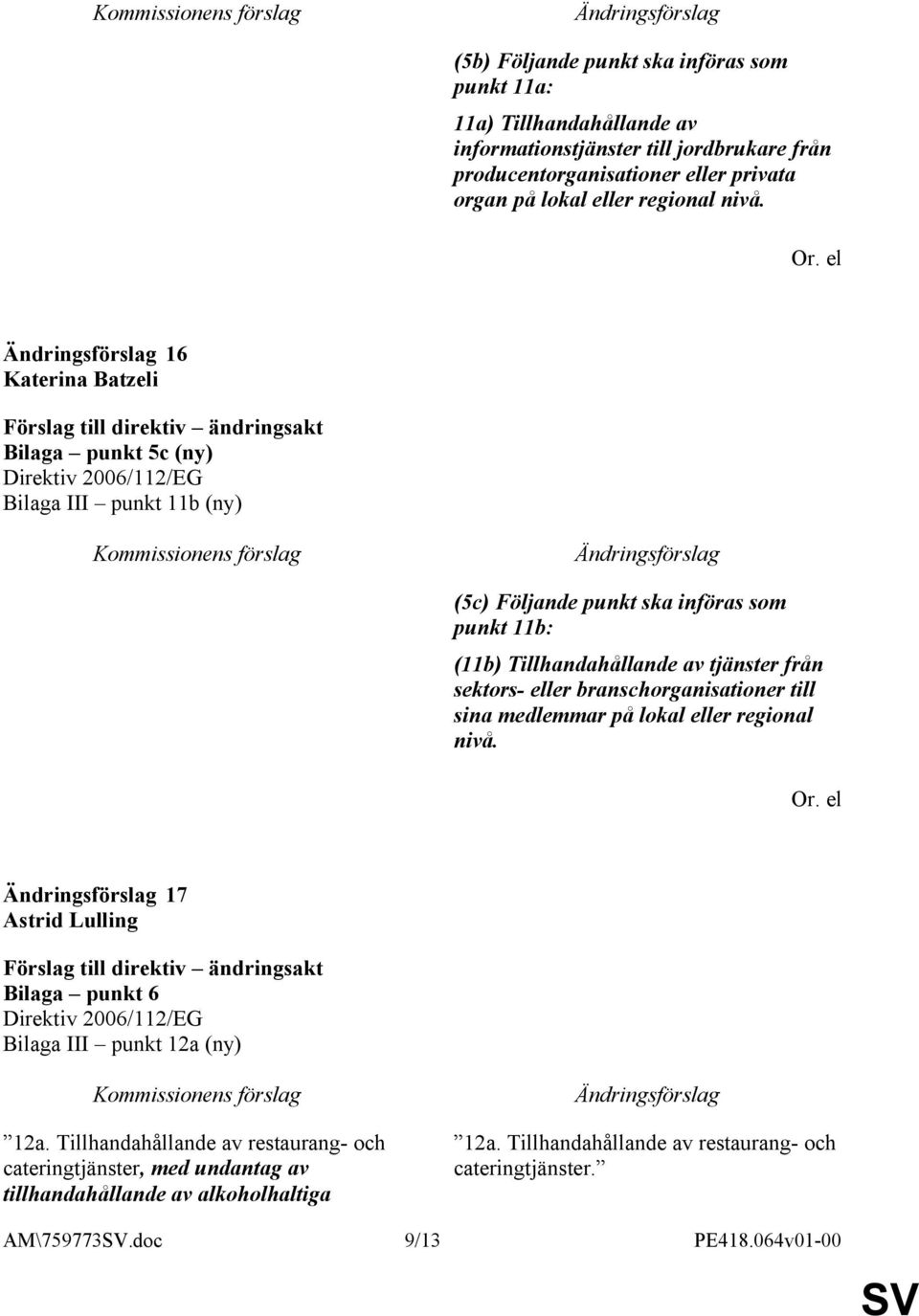 el 16 Katerina Batzeli Bilaga punkt 5c (ny) Bilaga III punkt 11b (ny) (5c) Följande punkt ska införas som punkt 11b: (11b) Tillhandahållande av tjänster från sektors- eller