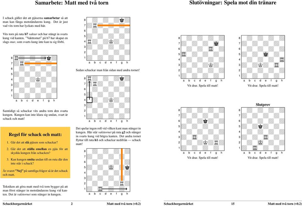 RZ0Z0ZkZ Samtidigt så schackar vits andra torn den svarta kungen. Kungen kan inte klara sig undan, svart är schack och matt! Regel för schack och matt:. Går det att slå pjäsen som schackar?