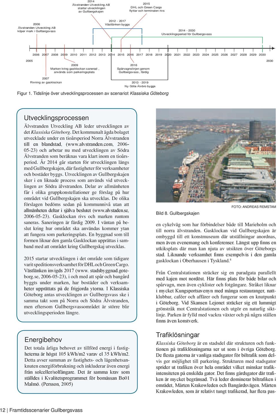 Rivning av gasklockan 2009 Marken kring gasklockan sanerad, används som parkeringsplats 2016 Spårvagnslinjen genom Gullbergsvass, färdig 2013-2019 ny Göta Älvbro byggs Figur 1.