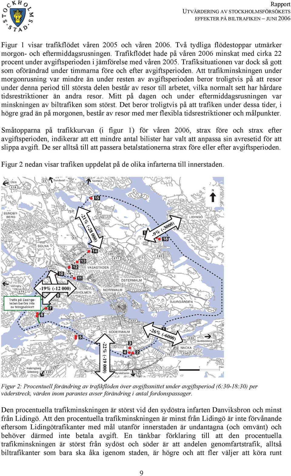 Trafiksituationen var dock så gott som oförändrad under timmarna före och efter avgiftsperioden.