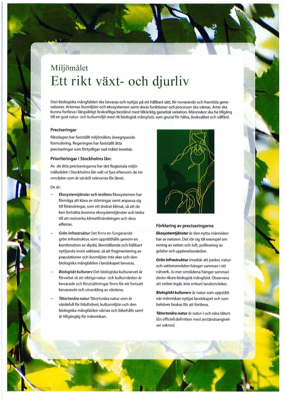 Människor ska ha tillgång till en god natur- och kulturmiljö med rik biologisk mångfald, som grund för hälsa, livskvalitet och välfärd.