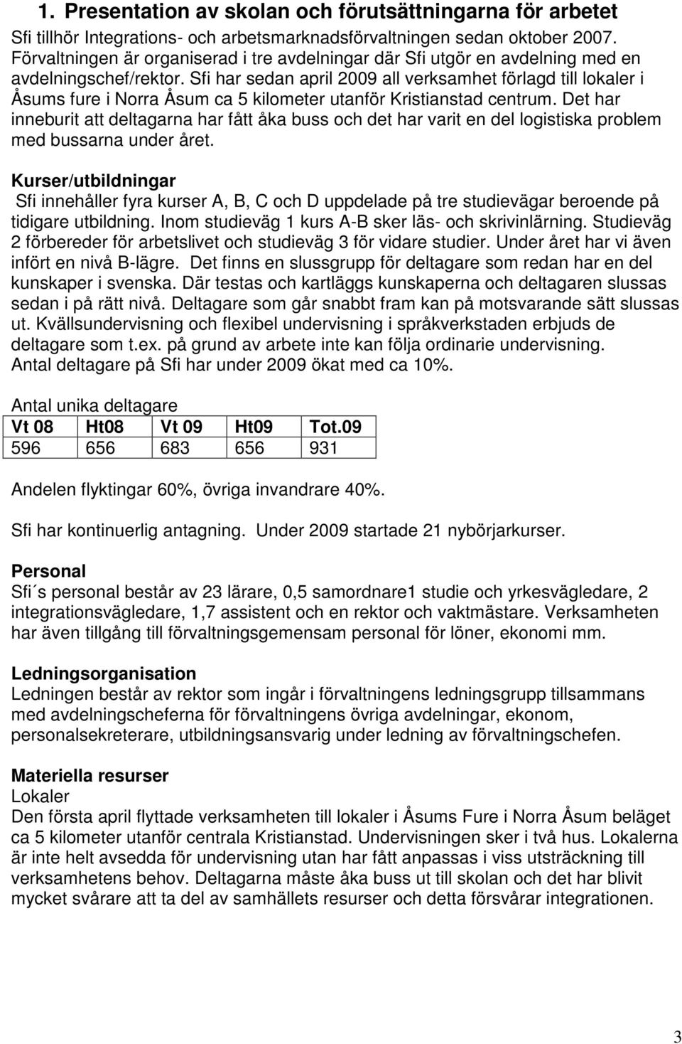 Sfi har sedan april 2009 all verksamhet förlagd till lokaler i Åsums fure i Norra Åsum ca 5 kilometer utanför Kristianstad centrum.