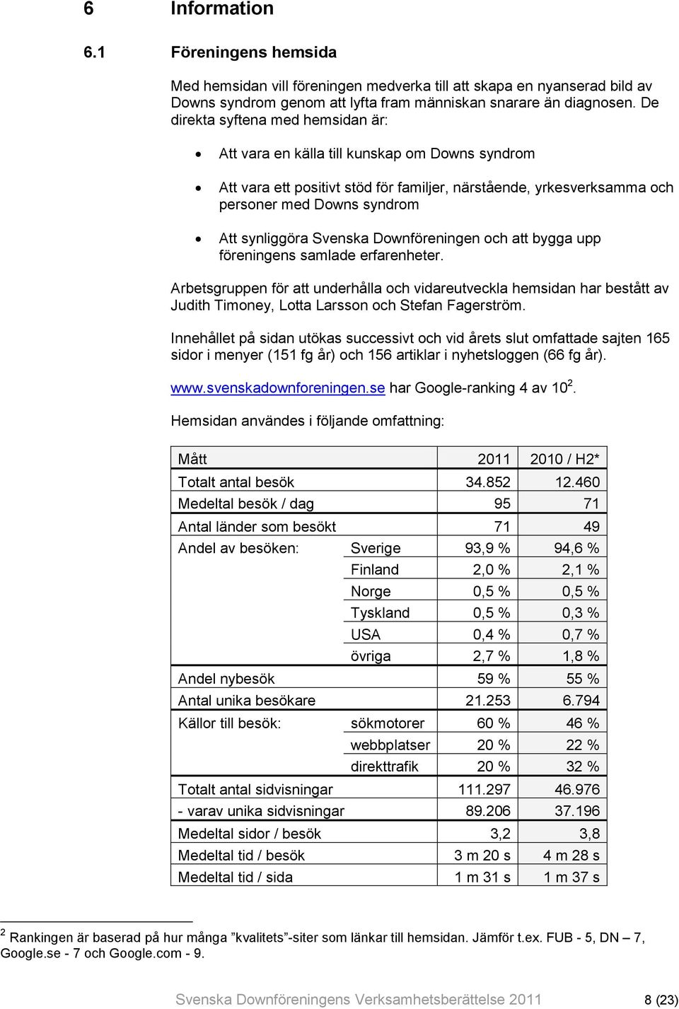 Svenska Downföreningen och att bygga upp föreningens samlade erfarenheter.