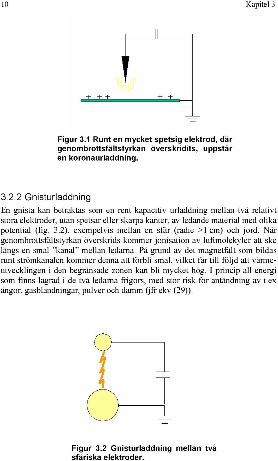 2), exempelvi mellan en fä (adie >1 cm) och jod. Nä genombottfälttykan övekid komme joniation av luftmolekyle att ke läng en mal kanal mellan ledana.