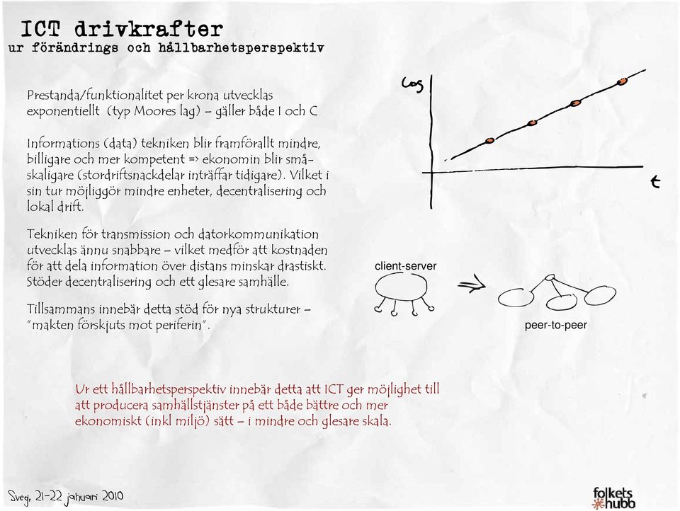 Tekniken för transmission och datorkommunikation utvecklas ännu snabbare a vilket medför att kostnaden för att dela information över distans minskar drastiskt.