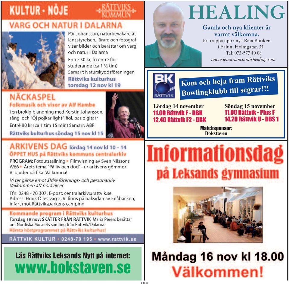 !! Lördag 14 november 11.00 Rättvik F - DBK 12.